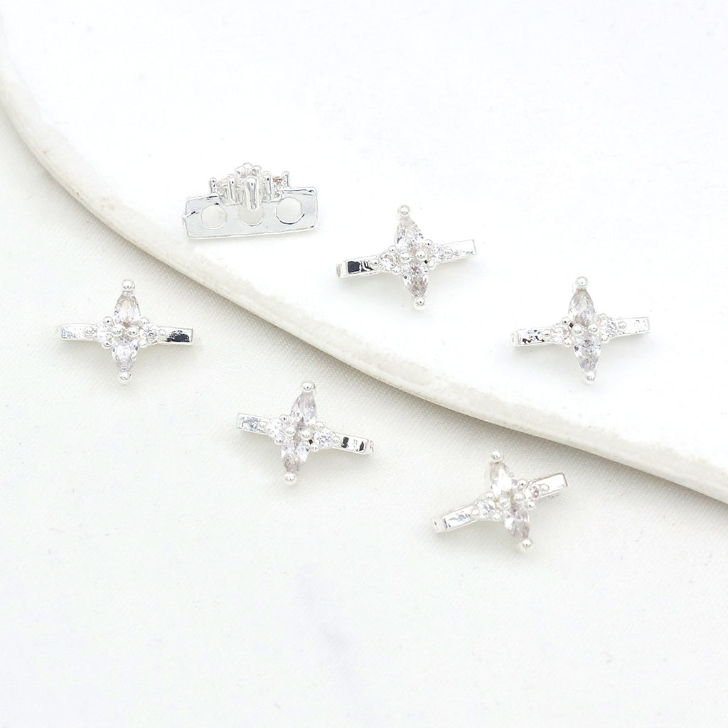 (10pcs)Flower Zircon DIY Double-Row Spacers