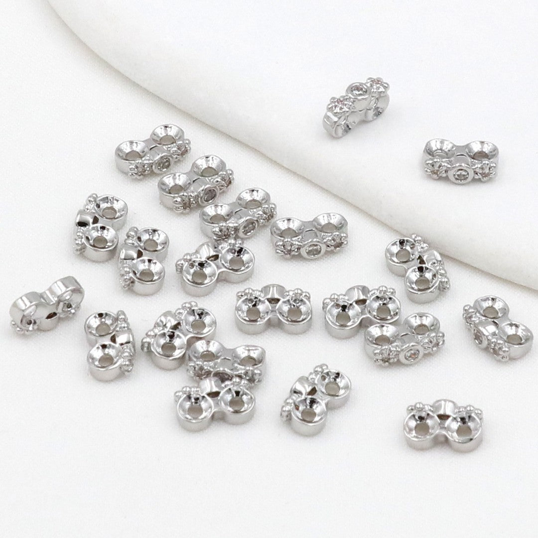 (20pcs)7mm CZ Flower Double-Row Spacer Bead / Spacer