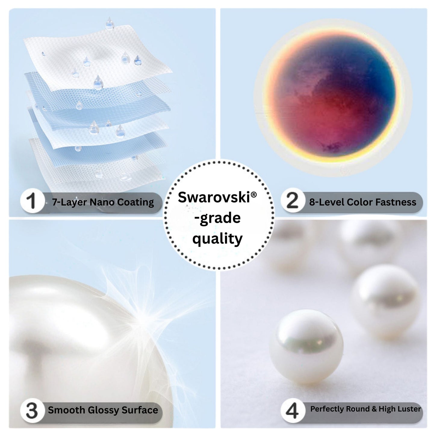 Crystal Round Pearls, Full-Drilled Beads, 2-16mm, Swarovski Color