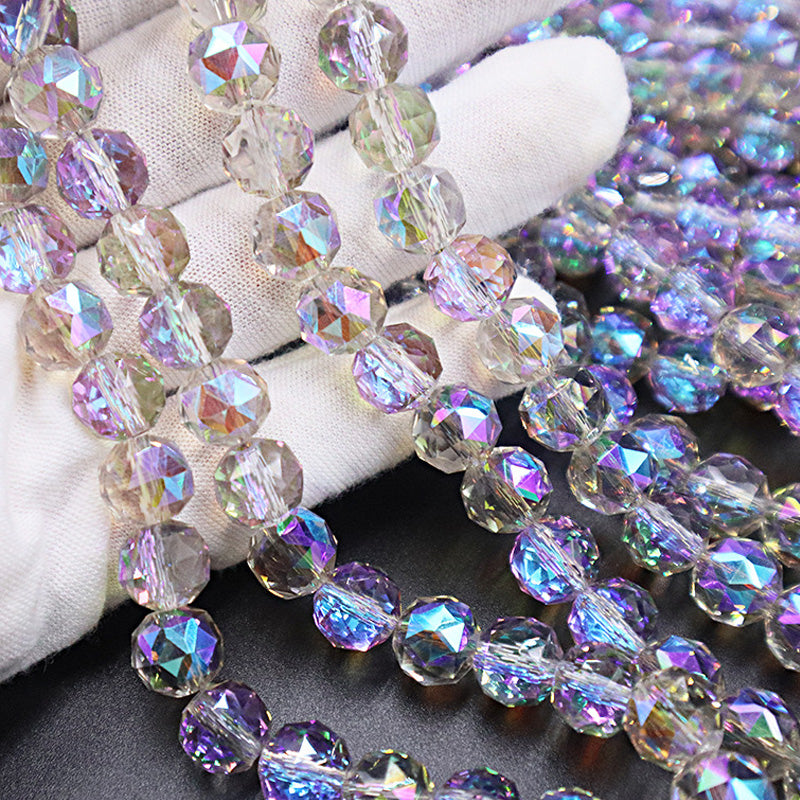Premium 8mm Round Glossy Glass Beads - Transparent AB Series