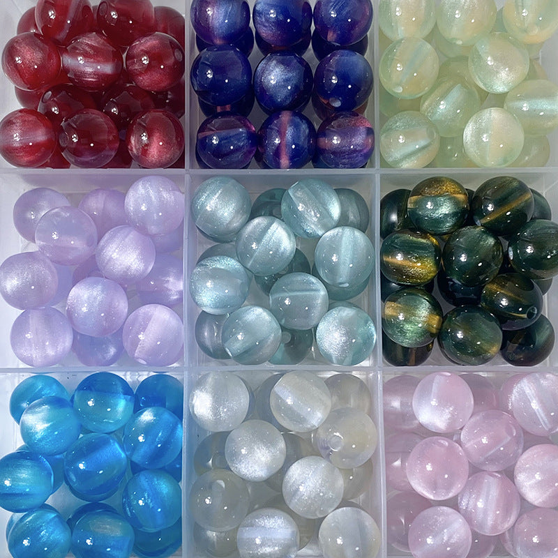 (50pcs)10/12/16mm Frosted Dreamlike Cat's Eye Resin Beads