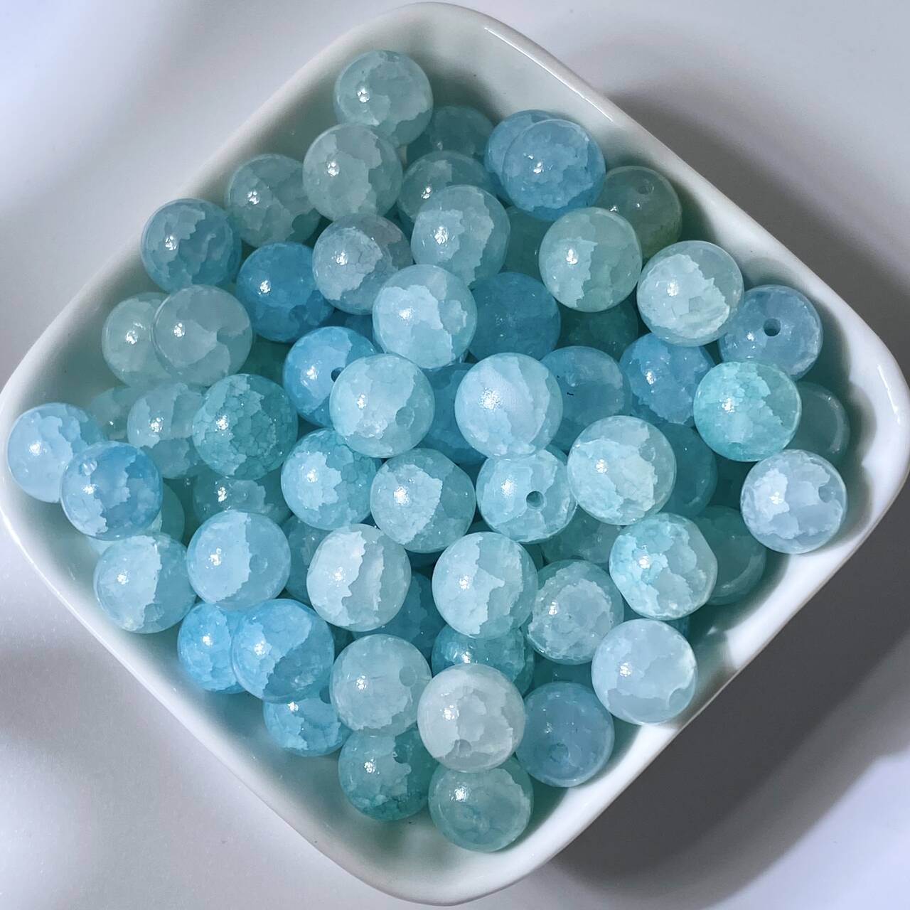 (50pcs)10mm Jade Crackle Glass Beads