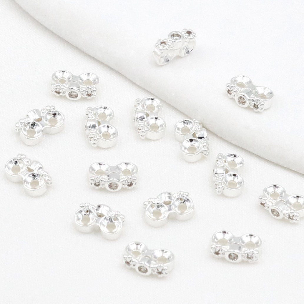 (20pcs)7mm CZ Flower Double-Row Spacer Bead / Spacer