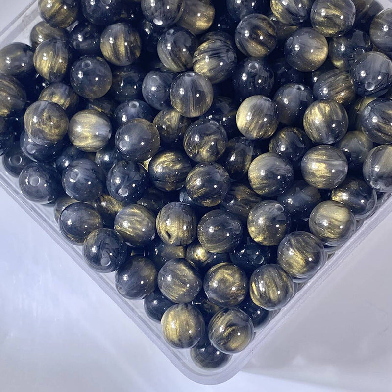 (50pcs)8/10/12/16MM Gilded Resin Beads- Oil-Painted Hues