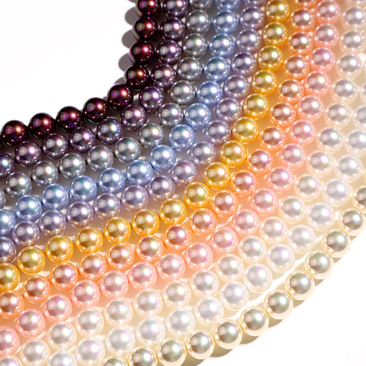 Iridescent Crystal Round Pearls, Full-Drilled Beads, 2-16mm