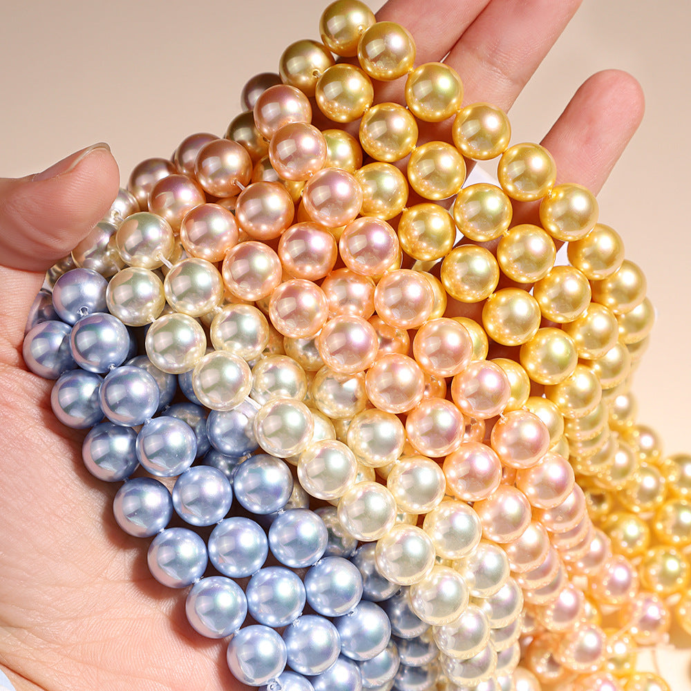 40cm Iridescent Crystal Round Pearls, Full-Drilled Beads, 2-16mm