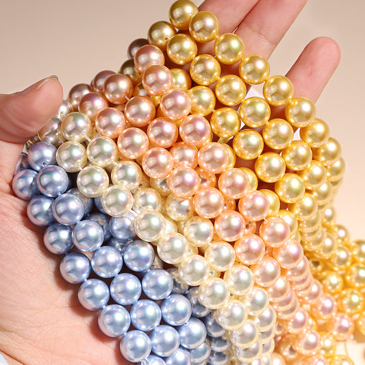 40cm Iridescent Crystal Round Pearls, Full-Drilled Beads, 2-16mm