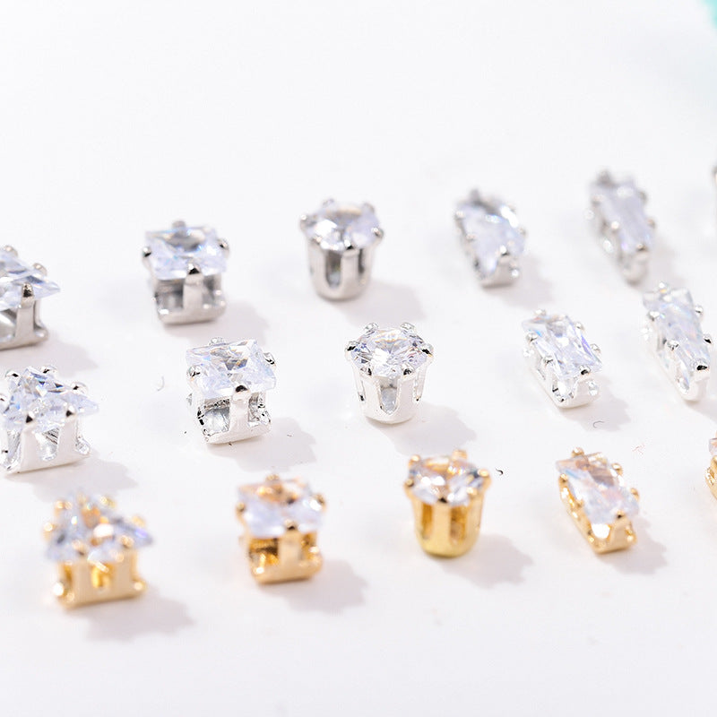 (100pcs)All Shape Geometric Zirconia Prong-Set CZ