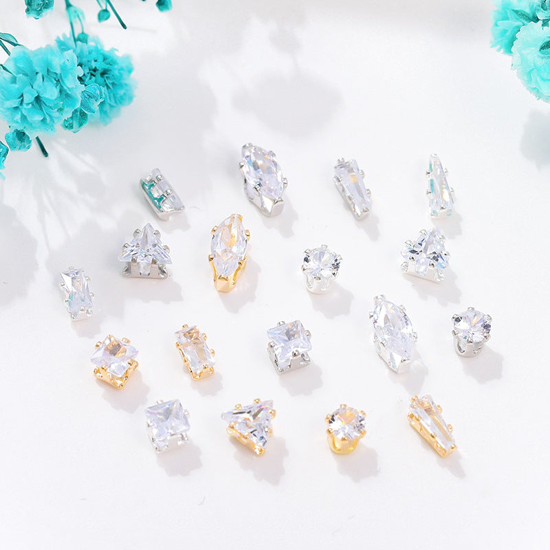 (100pcs)All Shape Geometric Zirconia Prong-Set CZ