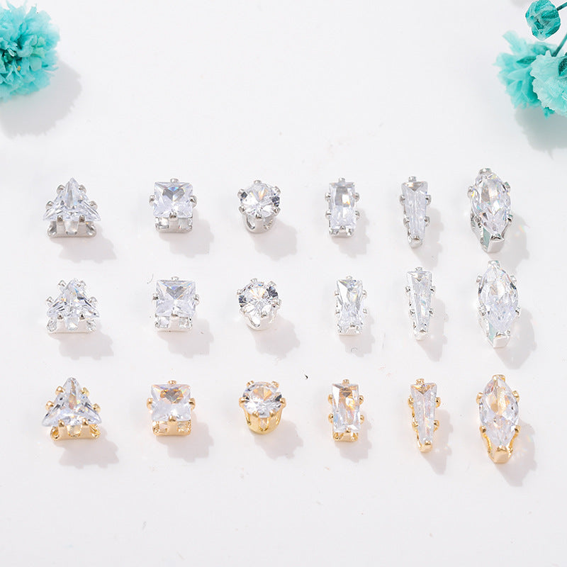 (100pcs)All Shape Geometric Zirconia Prong-Set CZ