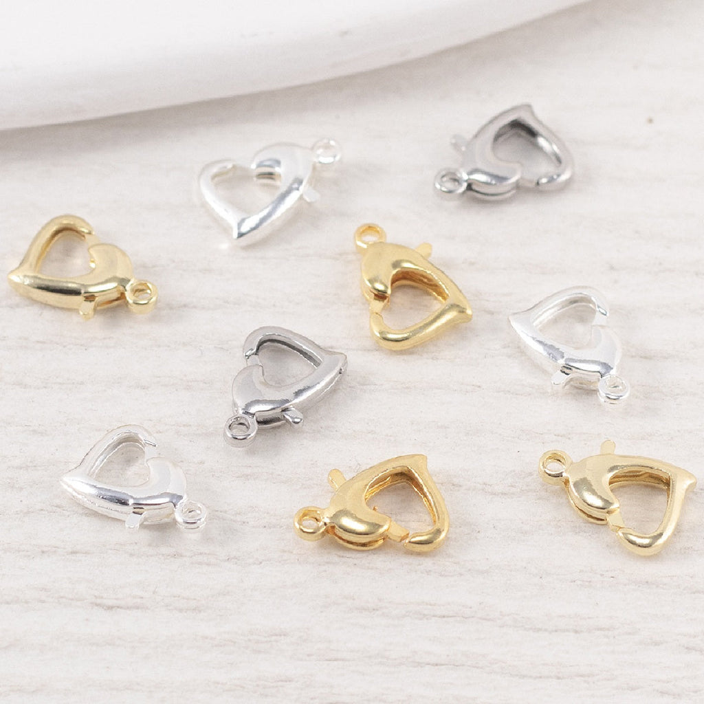 20pcs Peach Heart Lobster Clasps
