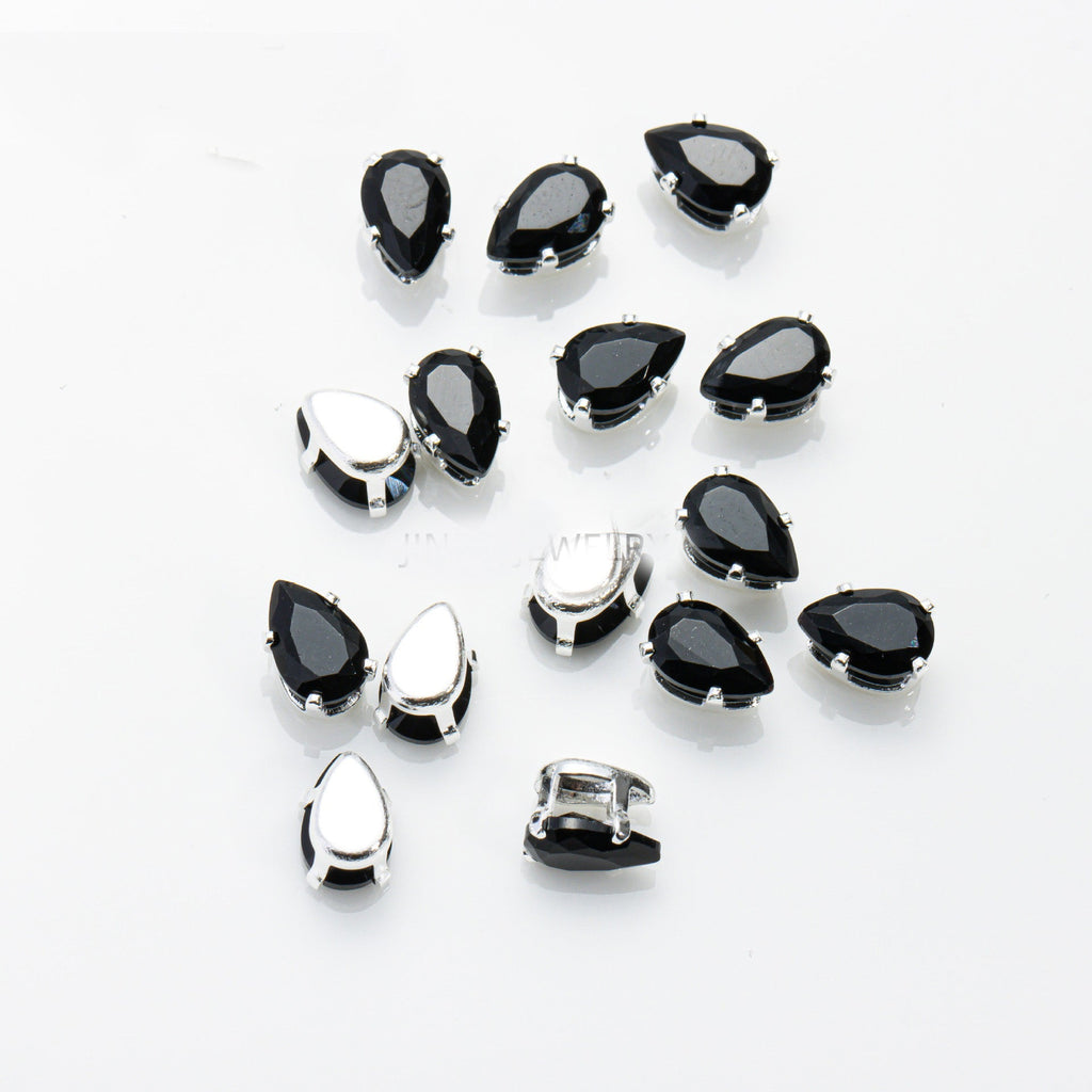 (100pcs)4x6mm Teardrop Prong-Set CZ