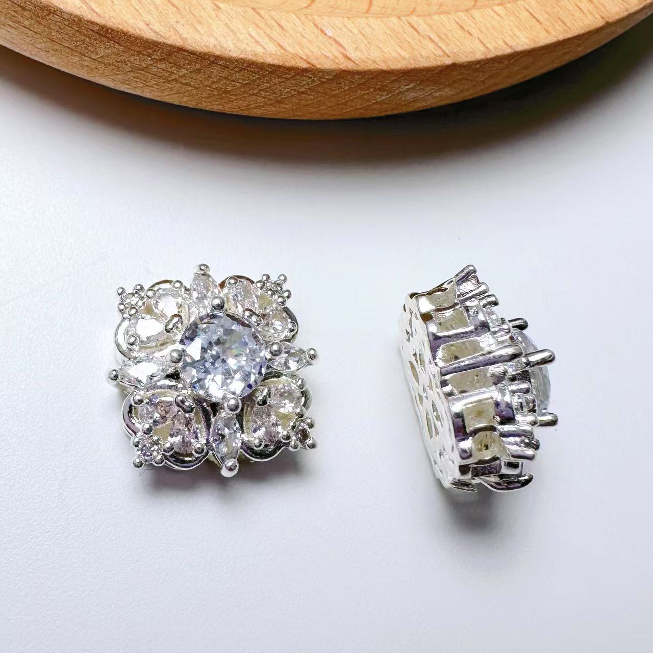 Square CZ Spacer Bead-10pcs