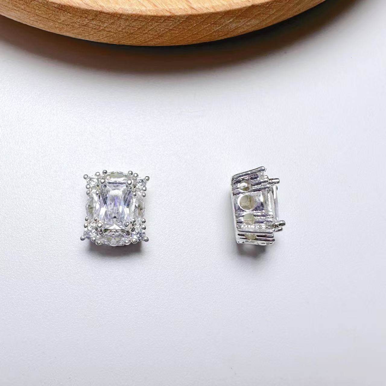Rectangle Cut CZ Spacer Bead-10pcs