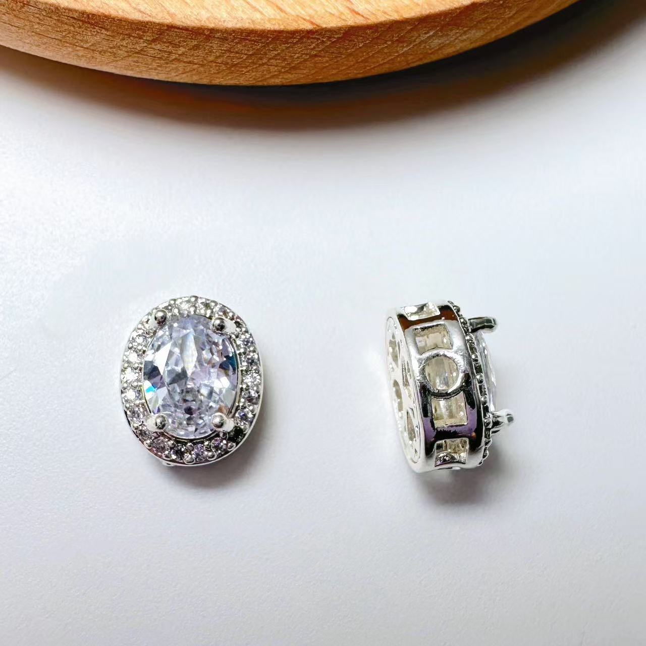 Oval Cut CZ Spacer Bead-10pcs