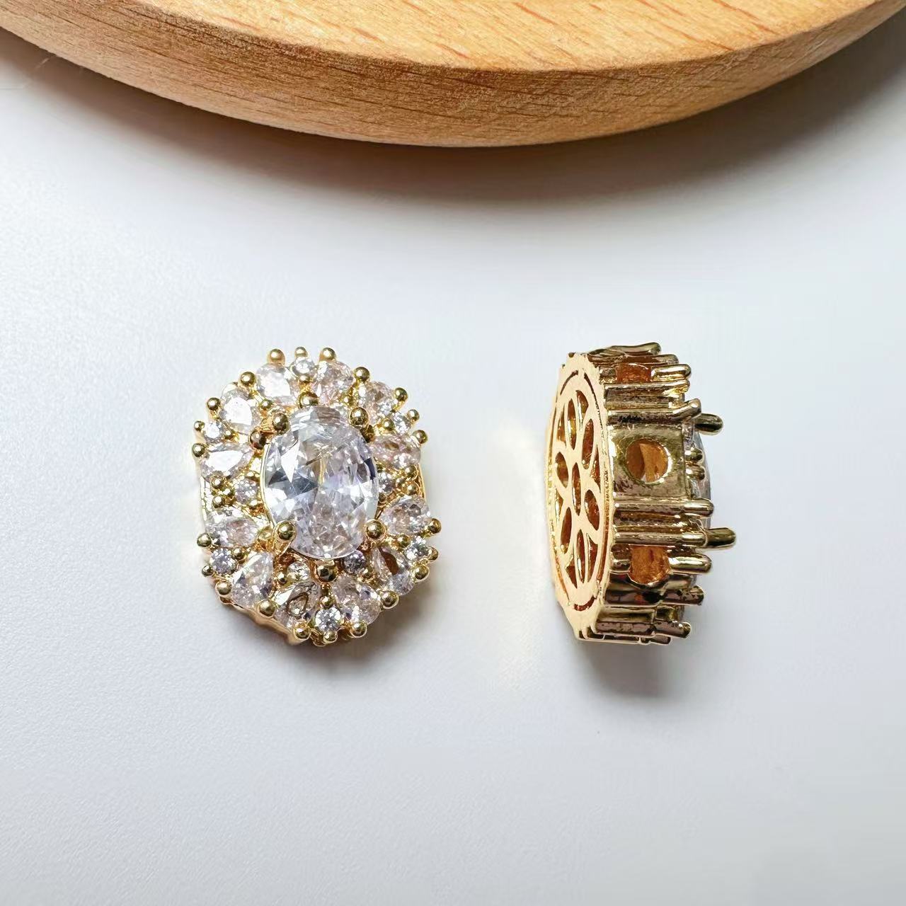 Oval Cut CZ Spacer Bead-10pcs