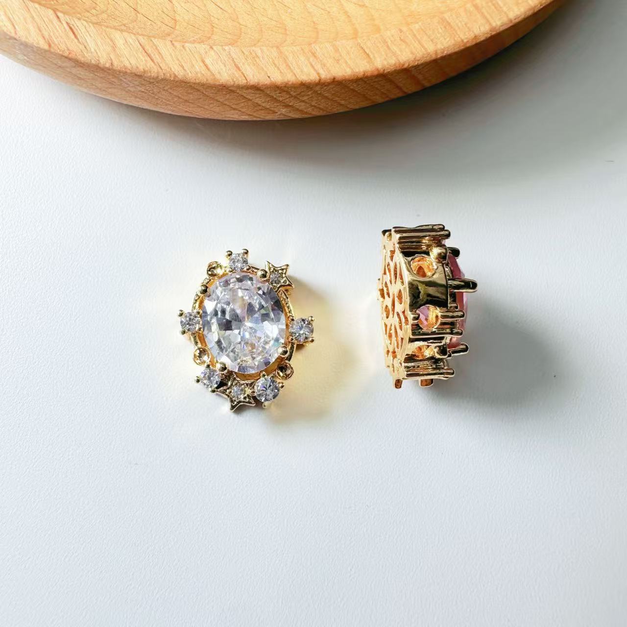 Oval Cut CZ Spacer Bead-10pcs