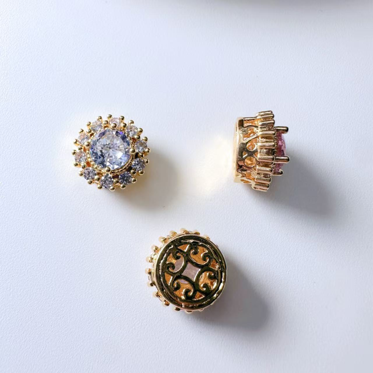 Round Cut CZ Spacer Bead-10pcs
