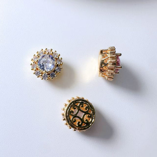 Round Cut CZ Spacer Bead-10pcs