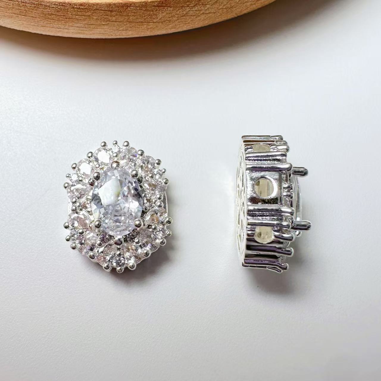 Oval Cut CZ Spacer Bead-10pcs