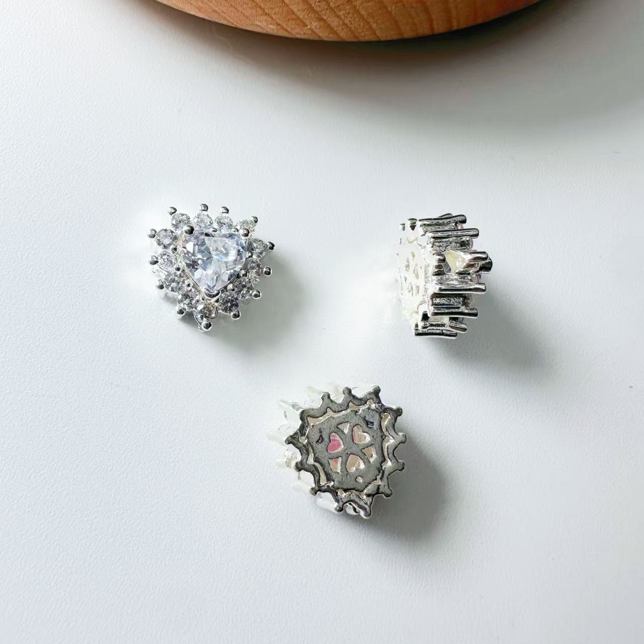 Heart Shape CZ Spacer Bead-10pcs