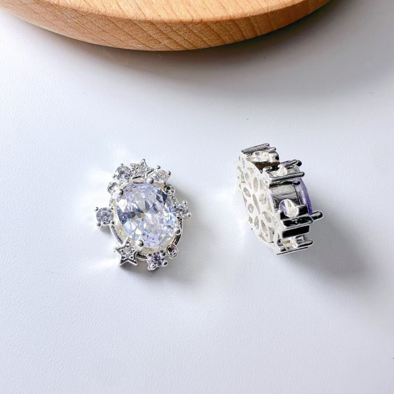 Oval Cut CZ Spacer Bead-10pcs