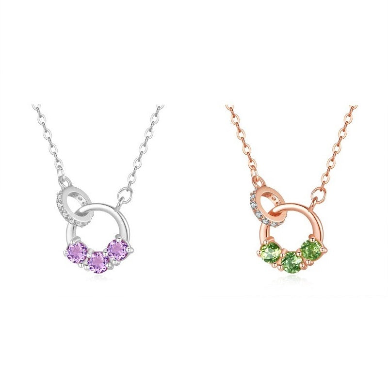 925 Sterling Silver Butterfly Mother-of-Pearl Necklace Mount for 3mm Round Gemstone, Luxury DIY Collarbone Chain