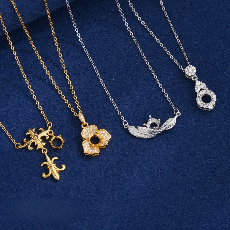 925 Sterling Silver Pendant Mount for 5mm Round Gemstone, Minimalist Luxury DIY Collarbone Chain