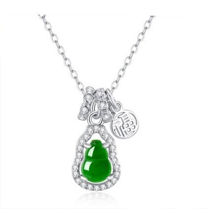 925 Sterling Silver Gourd Necklace Mount for 5x7mm Gemstone, Semi-finished Collarbone