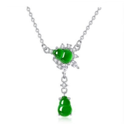 925 Sterling Silver Gourd Necklace Mount for 5x7mm Gemstone, Semi-finished Collarbone