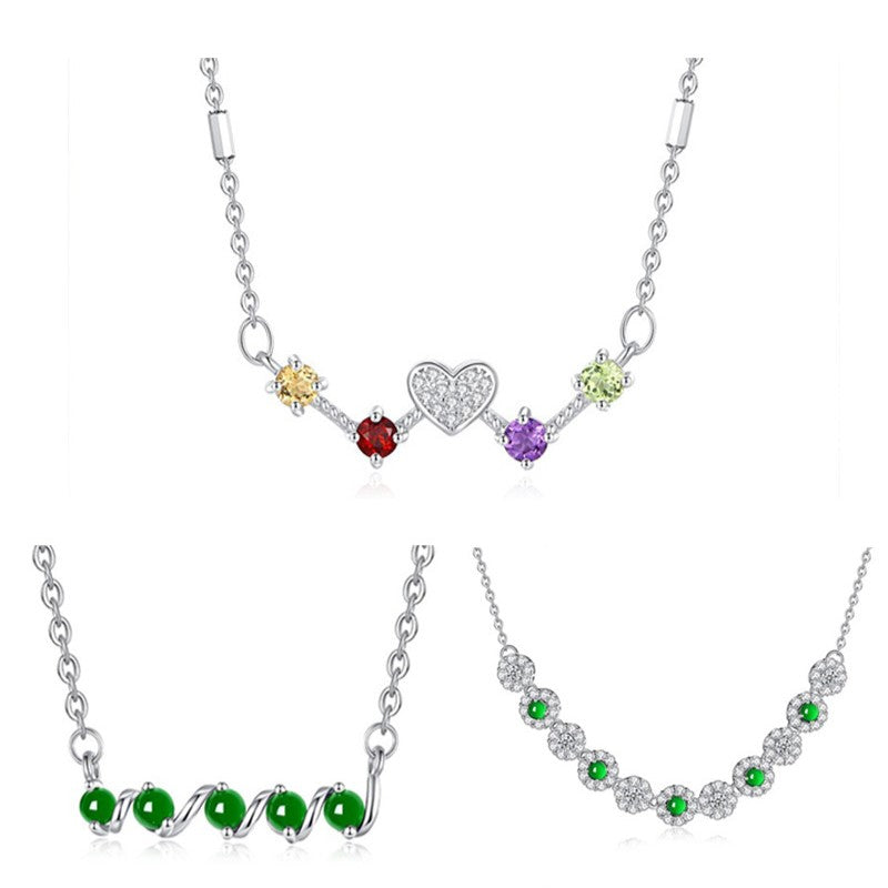 925 Sterling Silver Necklace Mount for 3mm Round Burmese Jade/Crystal, Original Design Semi-finished