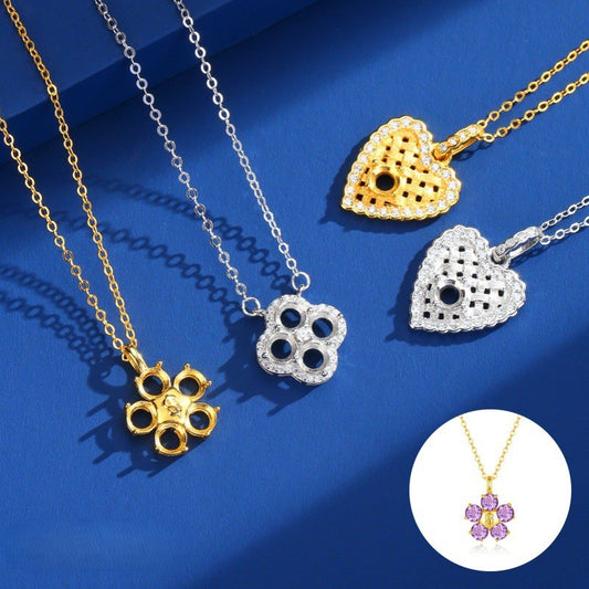 925 Sterling Silver Semi-finished Pendant Mount for 3mm Round Gemstone, Minimalist DIY Collarbone Chain