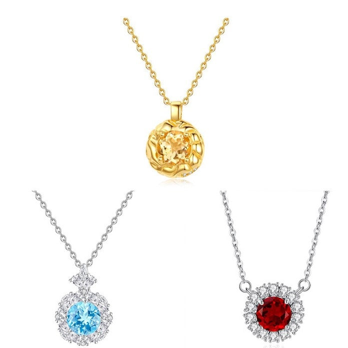 925 Sterling Silver Commuter Necklace Mount for 7mm Round Gemstone, Luxury DIY Collarbone Chain