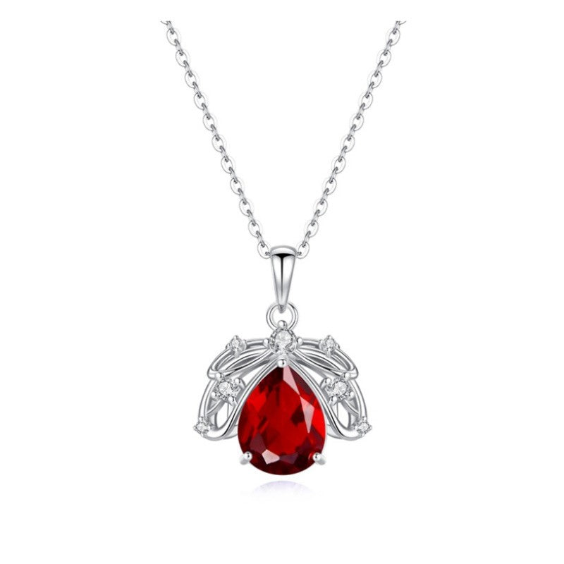 925 Sterling Silver Necklace Pendant Mount for 8x10mm Pear Gemstone, Luxury DIY Collarbone Chain
