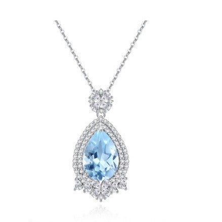 925 Sterling Silver Necklace Pendant Mount for 10x14mm Pear Gemstone, Unset Delicate Luxury
