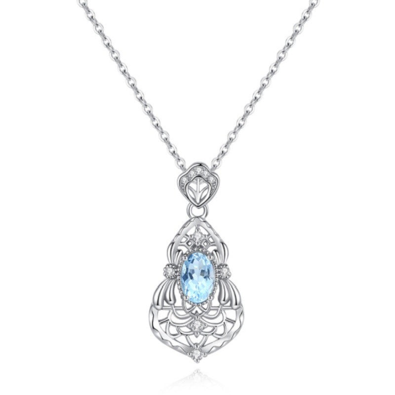 925 Sterling Silver Necklace Mount for 4x6mm Oval Gemstone, Butterfly/Gourd DIY Collarbone Chain