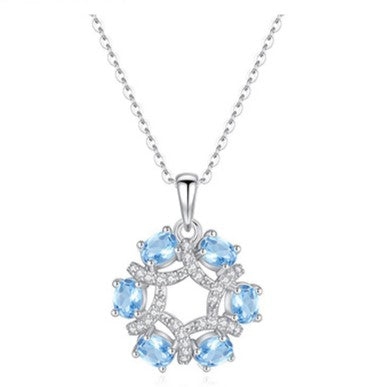 925 Sterling Silver Necklace Mount for 3x4mm Oval Gemstone, Unset Wreath Pendant DIY Collarbone Chain