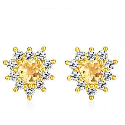 925 Sterling Silver Earrings Mount for 4mm Heart Gemstone, Bow Full-Paved Minimalist Luxury DIY