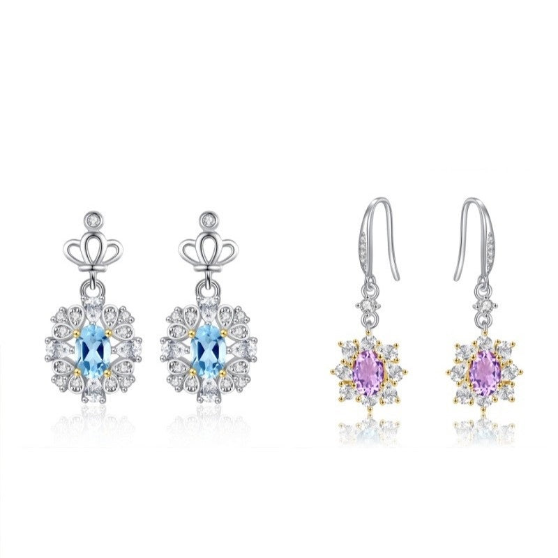 925 Sterling Silver Earring Mount for 4x5mm Oval Gemstone, Multiple Unset Styles DIY