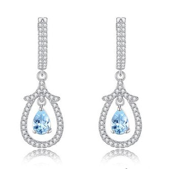 925 Sterling Silver Earrings Mount for 4x6mm Pear Gemstone, Fashion Versatile Full-Paved DIY