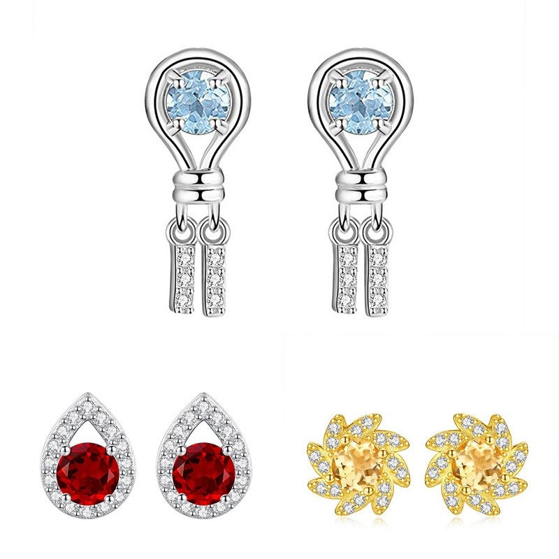 925 Sterling Silver Earrings Mount for 4mm Round Crystal/Diamond, Luxury Fashion DIY