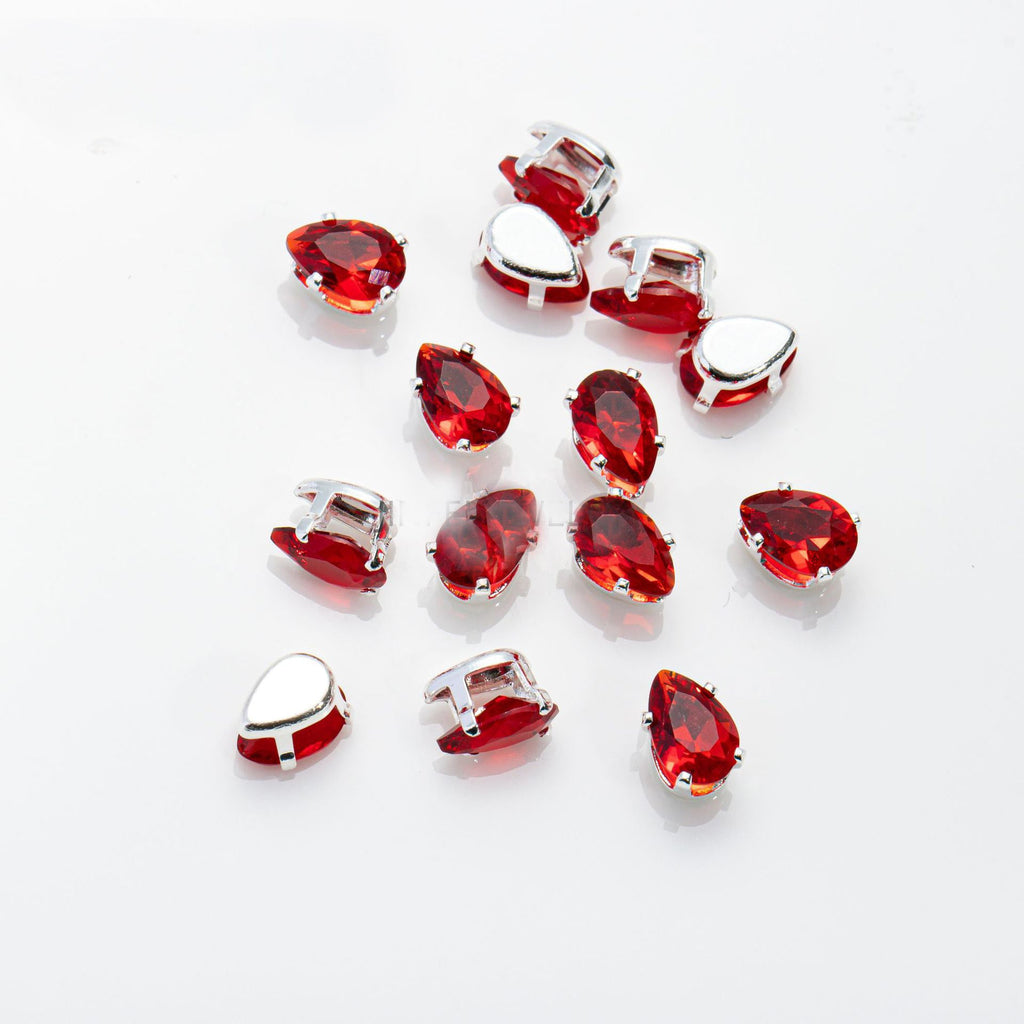 (100pcs)4x6mm Teardrop Prong-Set CZ