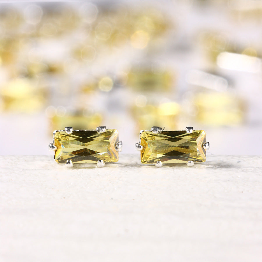 (100pcs)3x6mm Rectangle Prong-Set CZ