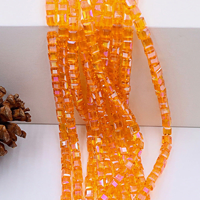 Premium 4/6/8mm Cube Crystal Beads - Ember Gilt Collection