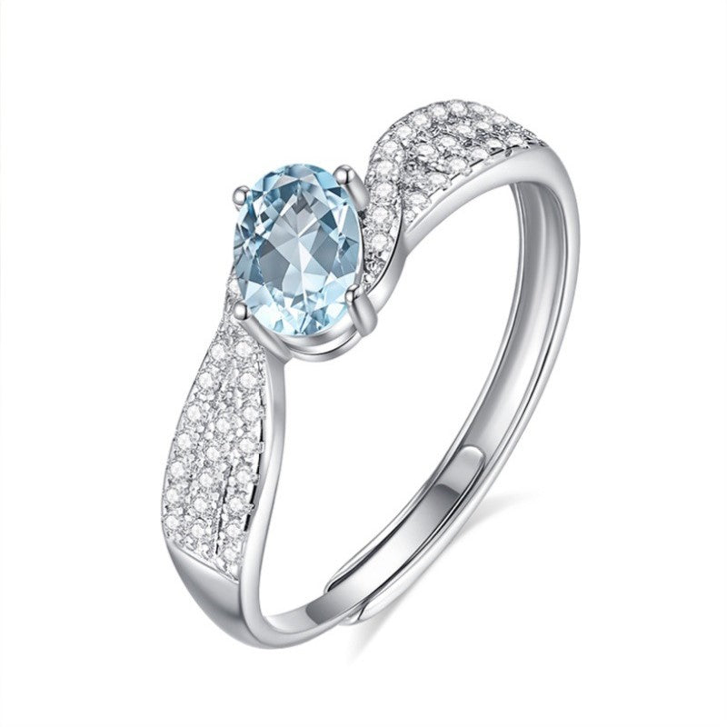 925 Sterling Silver Ring Mount for 4x6mm Oval Gemstone, Simple Adjustable Open Shank