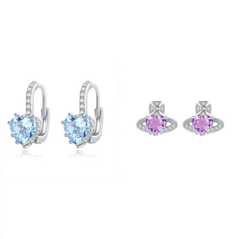 925 Sterling Silver Earring Mount for 6mm Heart Gemstone, Love-Shape Luxury DIY