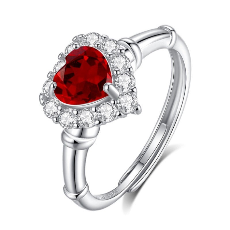925 Sterling Silver Ring Mount for 6mm Heart Gemstone, Adjustable Luxury DIY