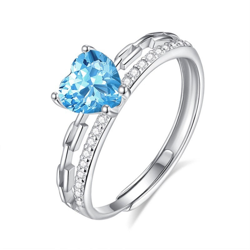 925 Sterling Silver Ring Mount for 6mm Heart Gemstone, Adjustable Luxury DIY