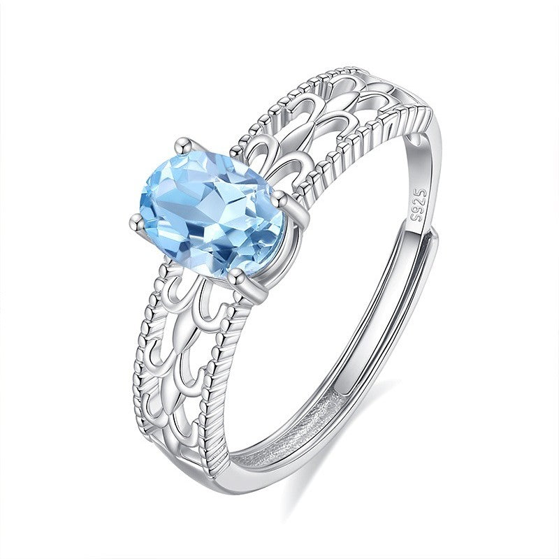 925 Sterling Silver Ring Mount for 5x7mm Oval Gemstone, Simple Four-Prong Unset