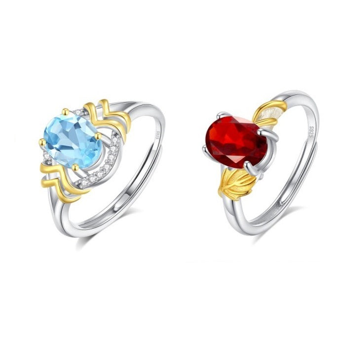 925 Sterling Silver Ring Mount for 6x8mm Oval Natural Stone/Crystal/Jade Cabochon DIY